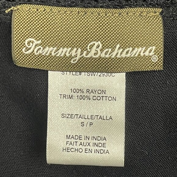 Tommy Bahama Black Poncho With Crochet Trim For Women Size S/P - Picture 6 of 7